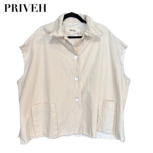 Priveh Sleeveless Jacket in Natural